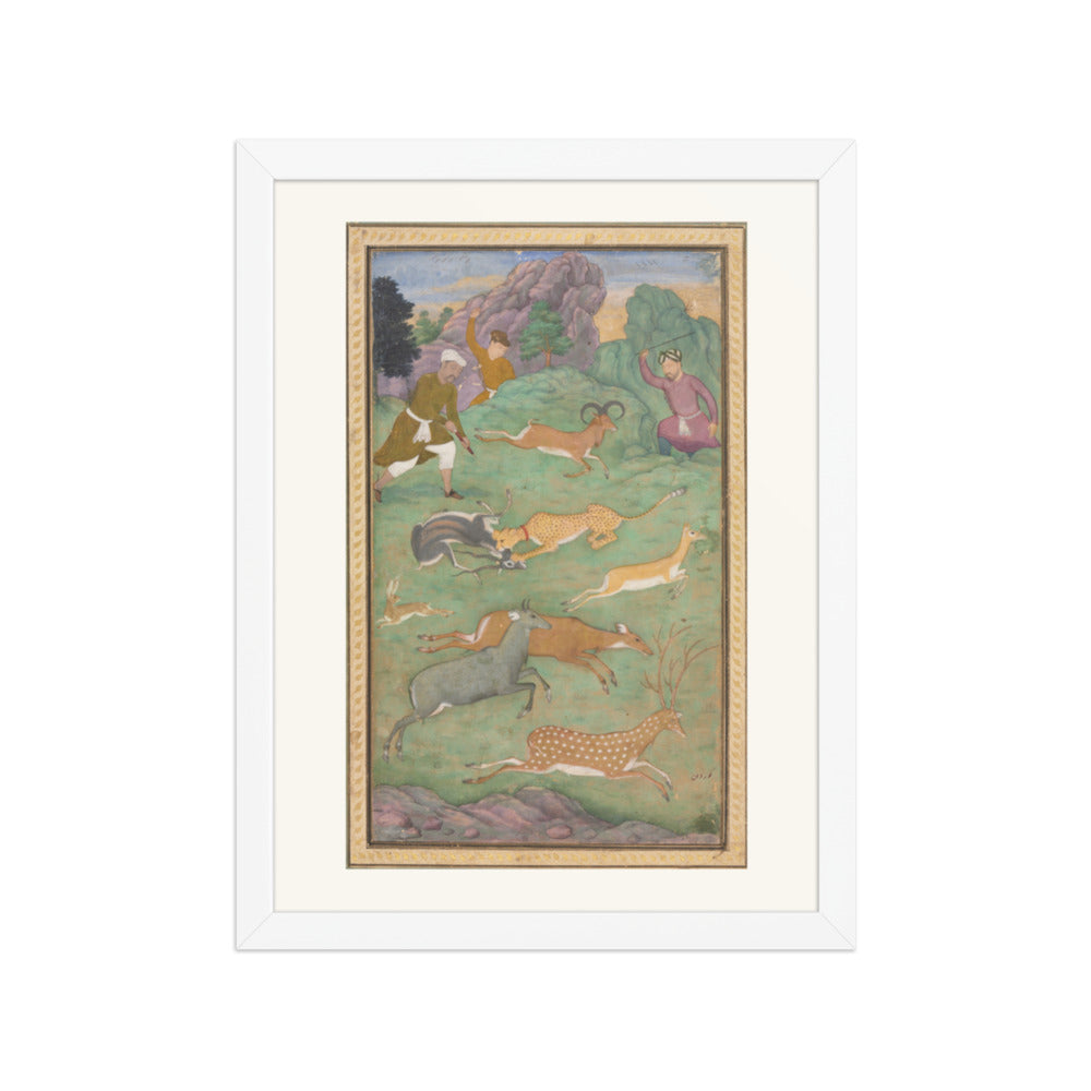 Antelope and Deer Hunt, by Govardhan | Restored Mughal Wall Art — view 3