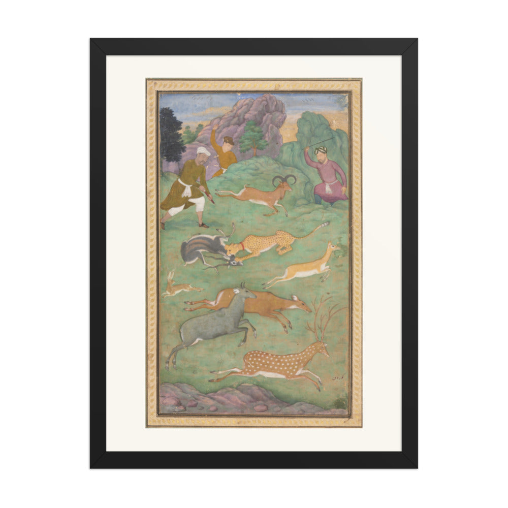 Antelope and Deer Hunt, by Govardhan | Restored Mughal Wall Art — view 4