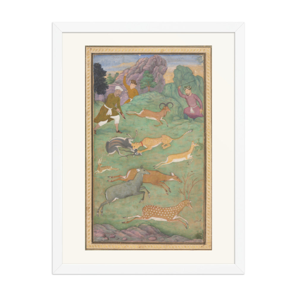 Antelope and Deer Hunt, by Govardhan | Restored Mughal Wall Art — view 6