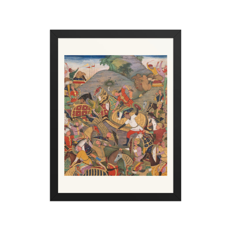 Battle between Manuchihr and — Restored Mughal Wall Art