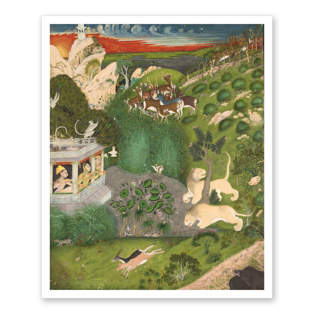 Royal women shooting from a pavilion — Restored Rajput Wall Art — view 7