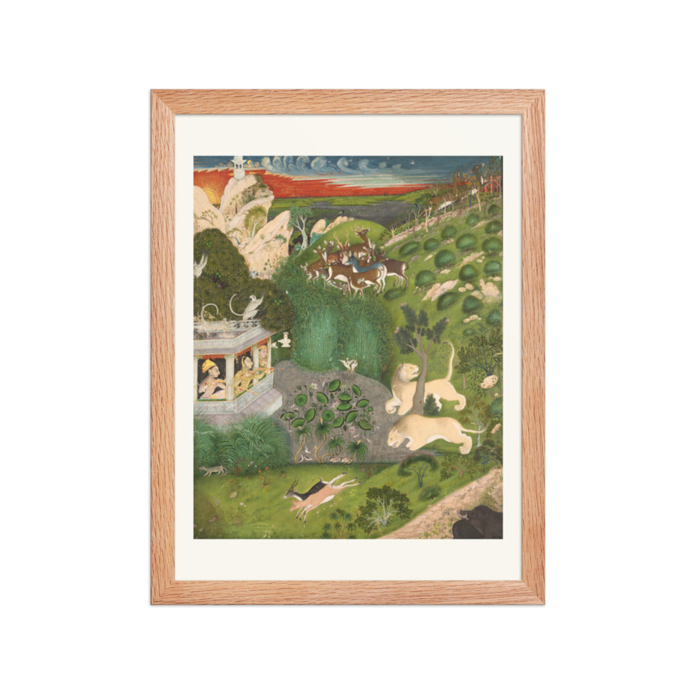 Royal women shooting from a pavilion — Restored Rajput Wall Art — view 2