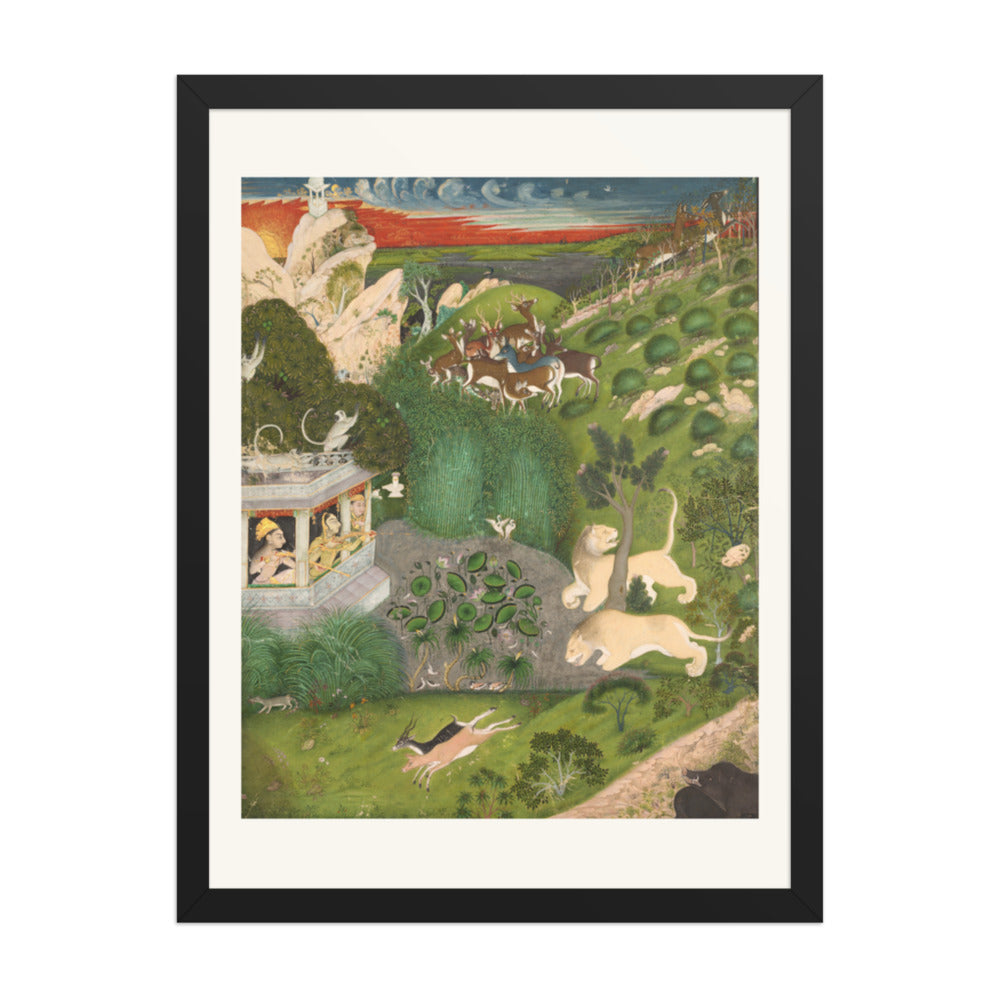 Royal women shooting from a pavilion — Restored Rajput Wall Art — view 4