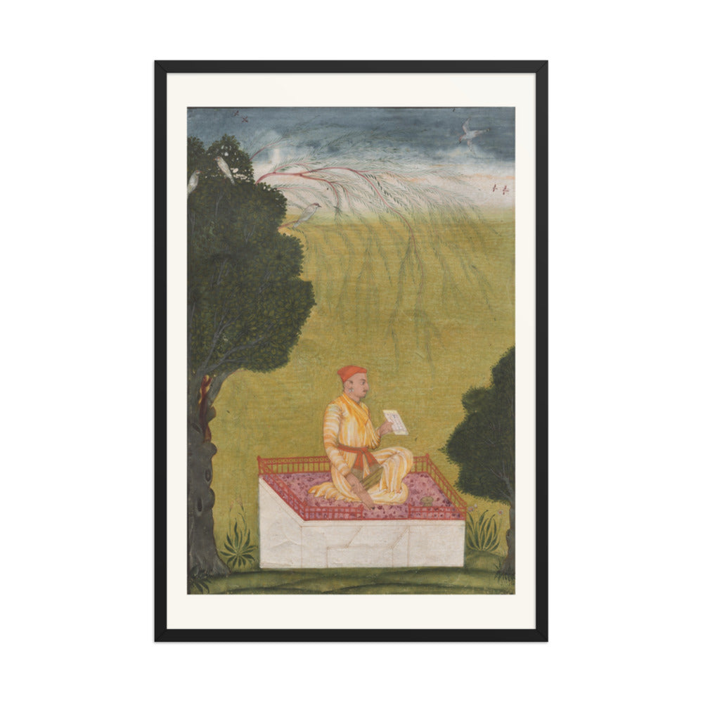 Raja Dilip Singh of Guler on a dais — Restored Pahari Wall Art — view 8
