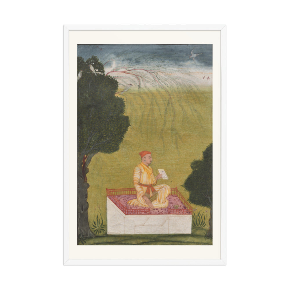 Raja Dilip Singh of Guler on a dais — Restored Pahari Wall Art — view 10