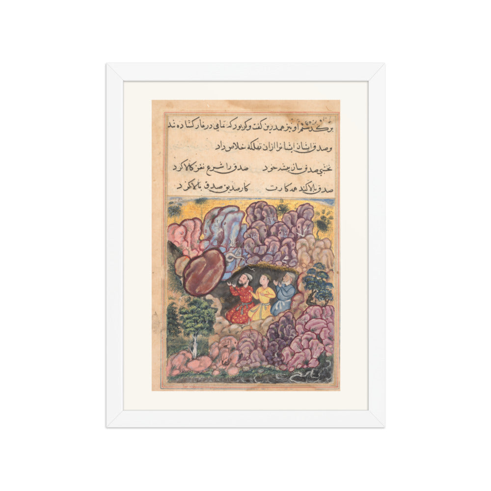 Three Men Trapped in a Cave, by Bihzad — Tuti-nama | Restored Mughal Wall Art — view 6