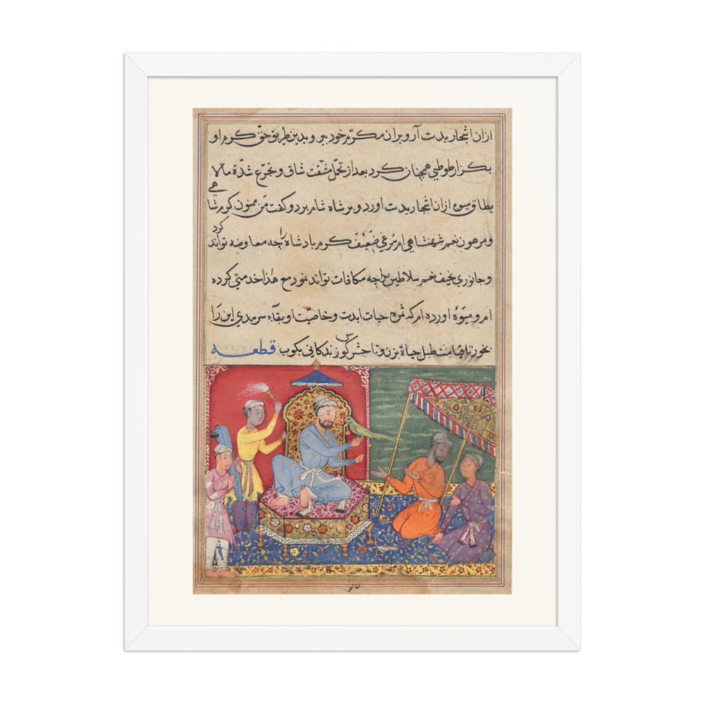 The Parrot Brings the Tree-of-Life Fruit, by Lalu — Tuti-nama | Restored Mughal Wall Art — view 5