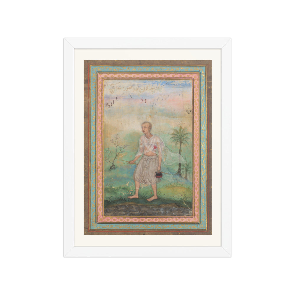 Jain Ascetic Walking Along a Riverbank, by Basavana | Restored Mughal Wall Art — view 6