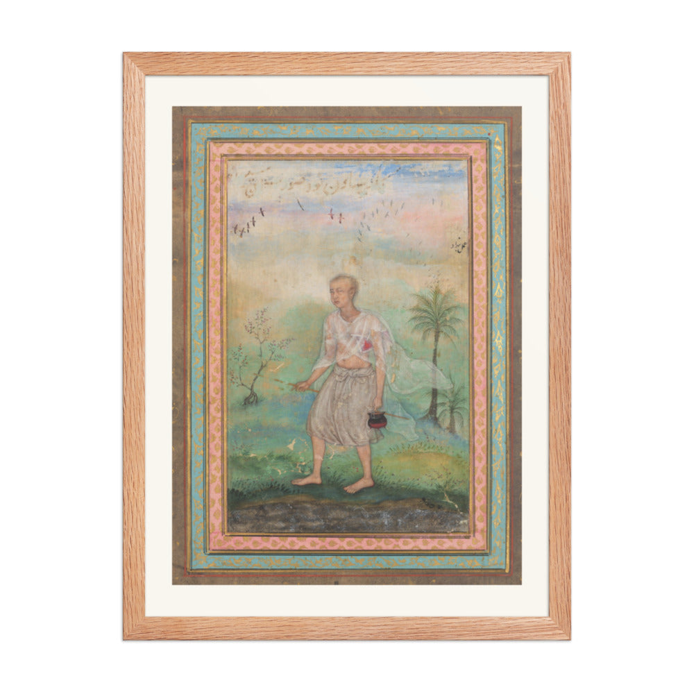 Jain Ascetic Walking Along a Riverbank, by Basavana | Restored Mughal Wall Art — view 3