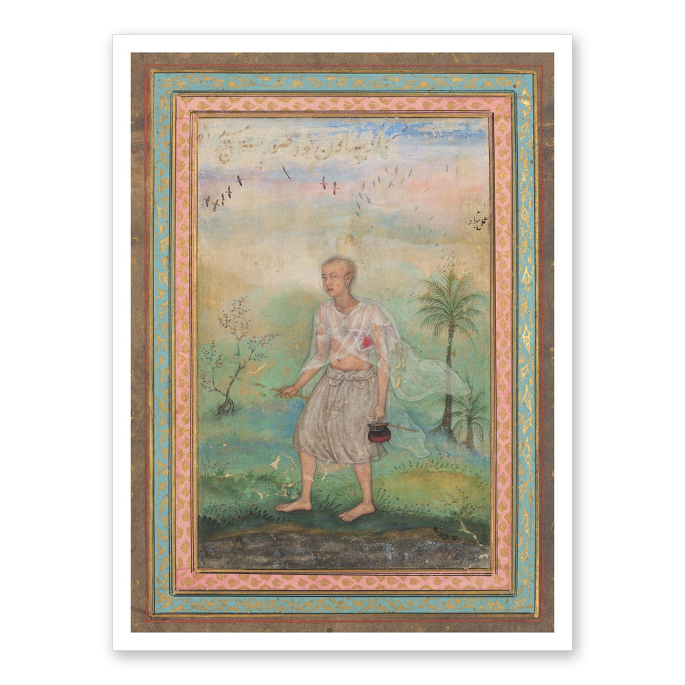 Jain Ascetic Walking Along a Riverbank, by Basavana | Restored Mughal Wall Art — view 7
