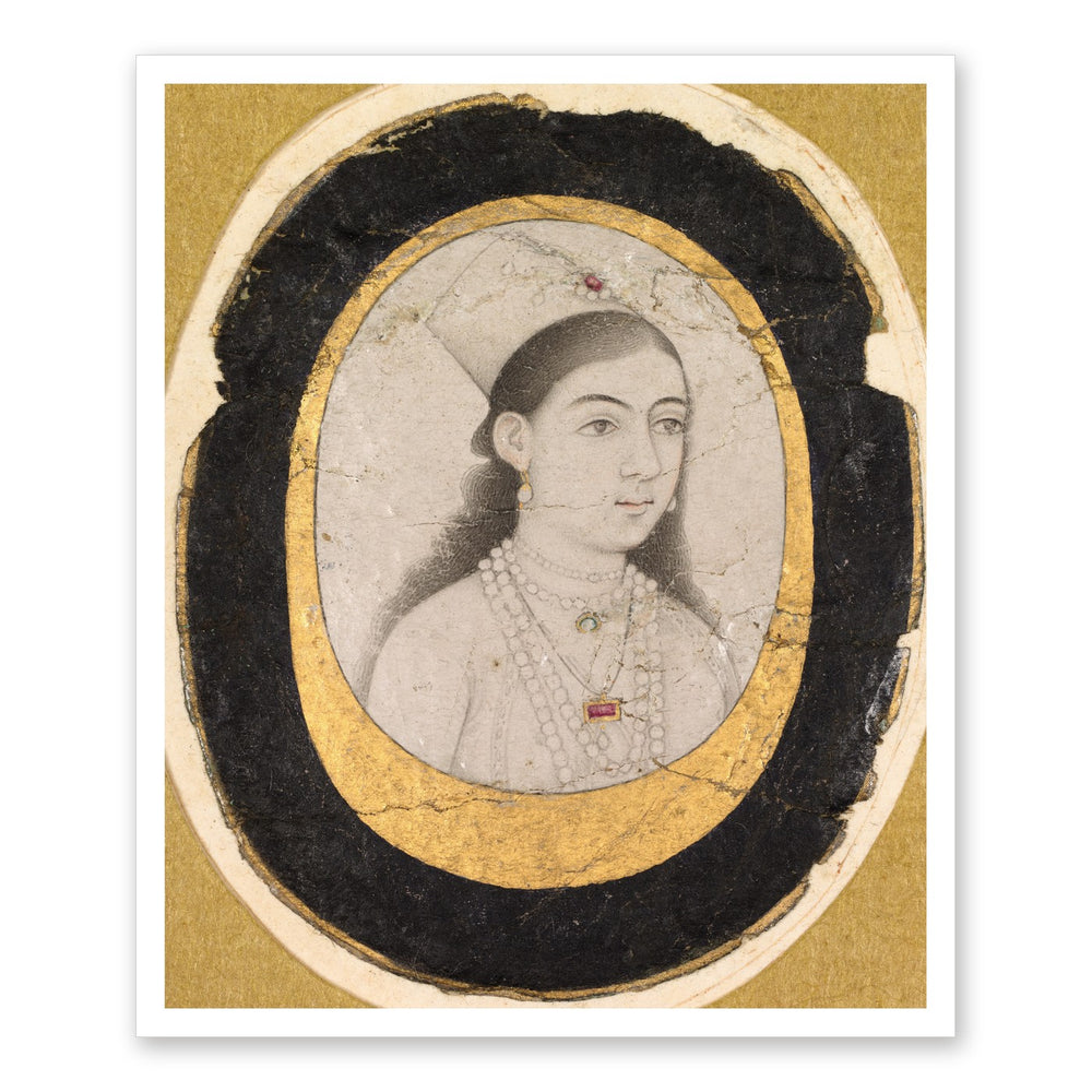 Jewel Portrait of a Young Girl — Restored Mughal Wall Art — view 7