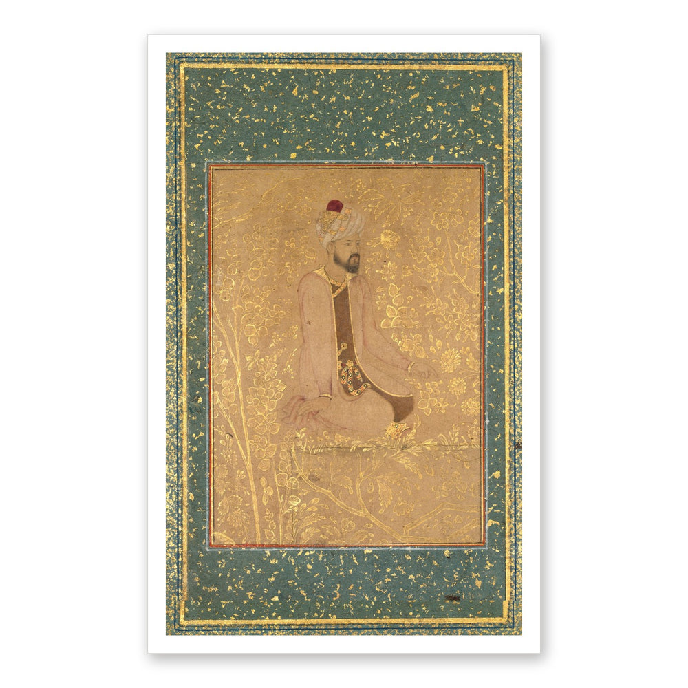 Seated Scholar, Border Fragment from the Teheran/Berlin album — Restored Mughal Wall Art — view 7