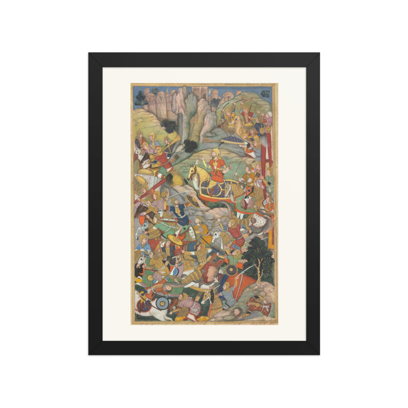 Humayun Defeating the Afghans, from an Akbar-nama — Restored Mughal Wall Art