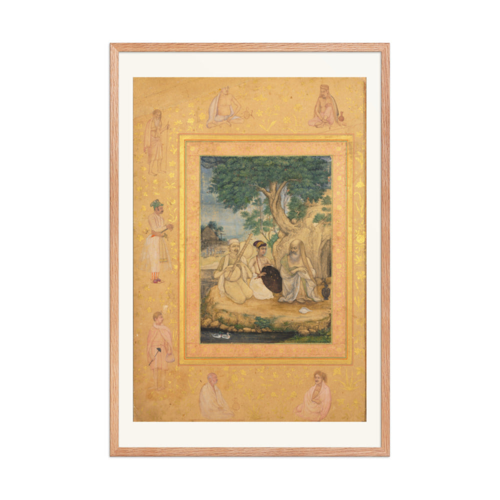 Prince and Ascetics, by Govardhan, from the Late Shah Jahan Album — Restored Mughal Wall Art — view 9