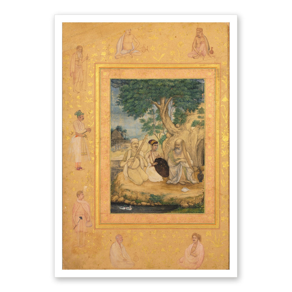 Prince and Ascetics, by Govardhan, from the Late Shah Jahan Album — Restored Mughal Wall Art — view 7