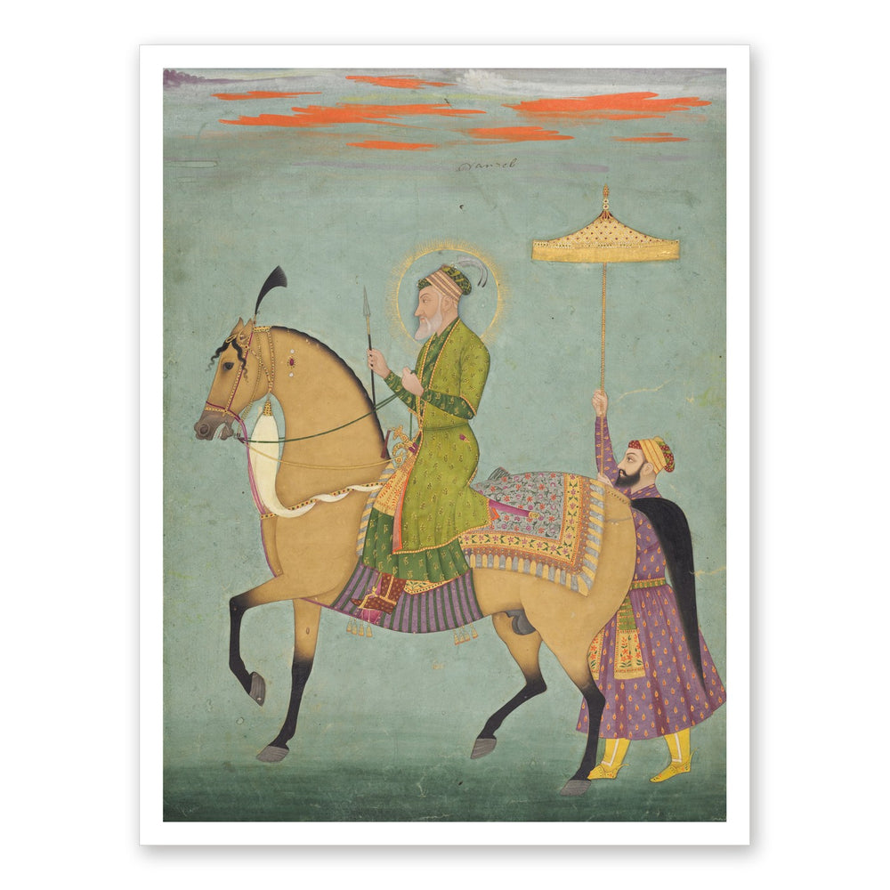 The Emperor Alamgir (reigned 1658–1707) on Horseback — Restored Mughal Wall Art — view 7