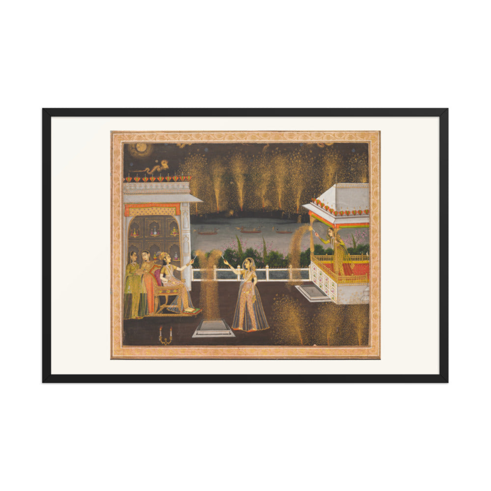 Royal Women Celebrating Diwali — Restored Indian Wall Art — view 10