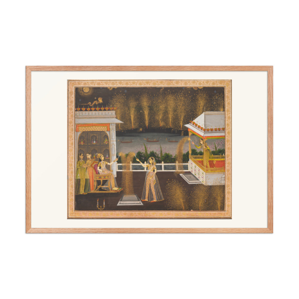 Royal Women Celebrating Diwali — Restored Indian Wall Art — view 11