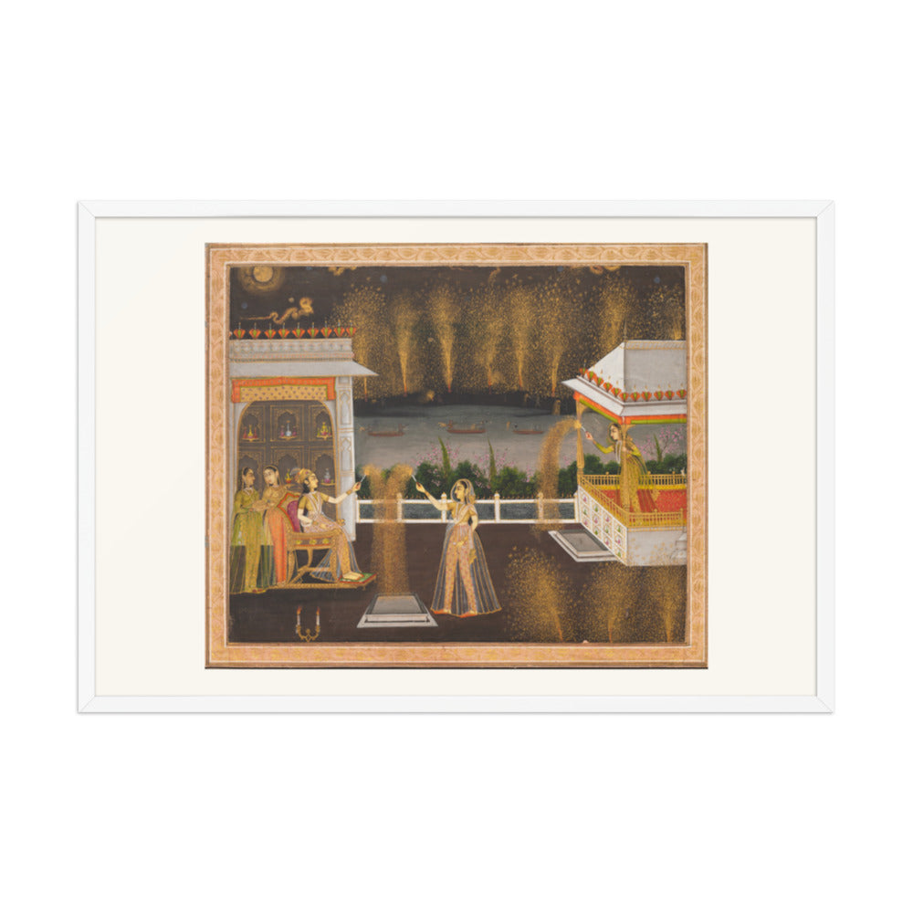 Royal Women Celebrating Diwali — Restored Indian Wall Art — view 12