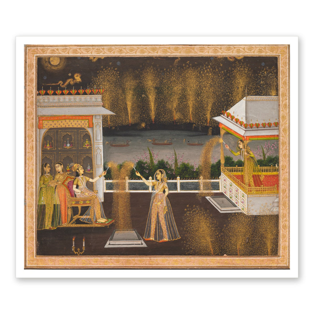 Royal Women Celebrating Diwali — Restored Indian Wall Art — view 7