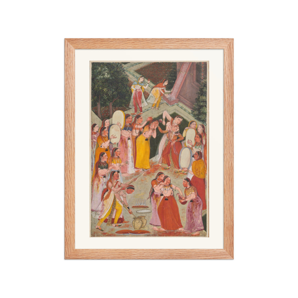 Girls Spraying Each Other at Holi — Restored Rajput Wall Art — view 2