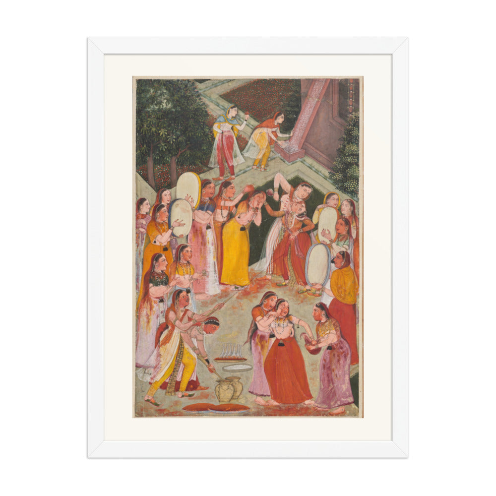 Girls Spraying Each Other at Holi — Restored Rajput Wall Art — view 6