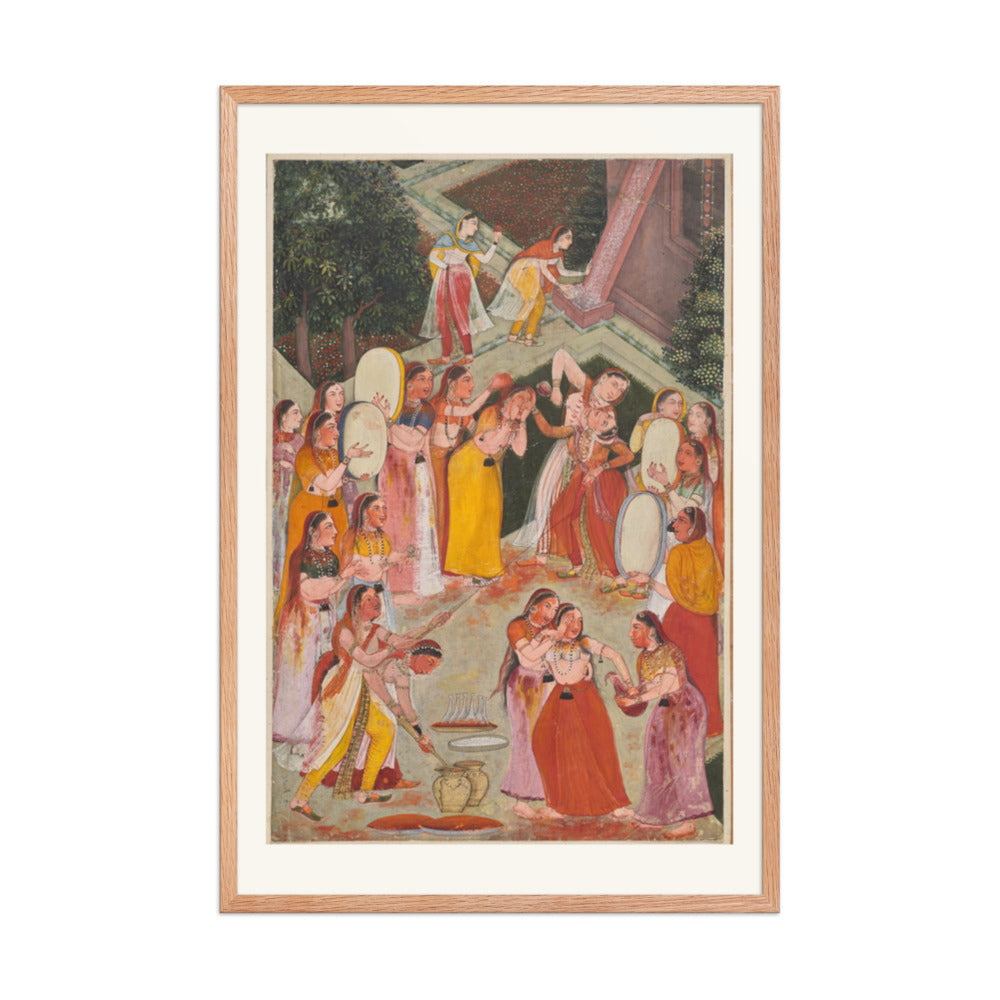Girls Spraying Each Other at Holi — Restored Rajput Wall Art — view 8