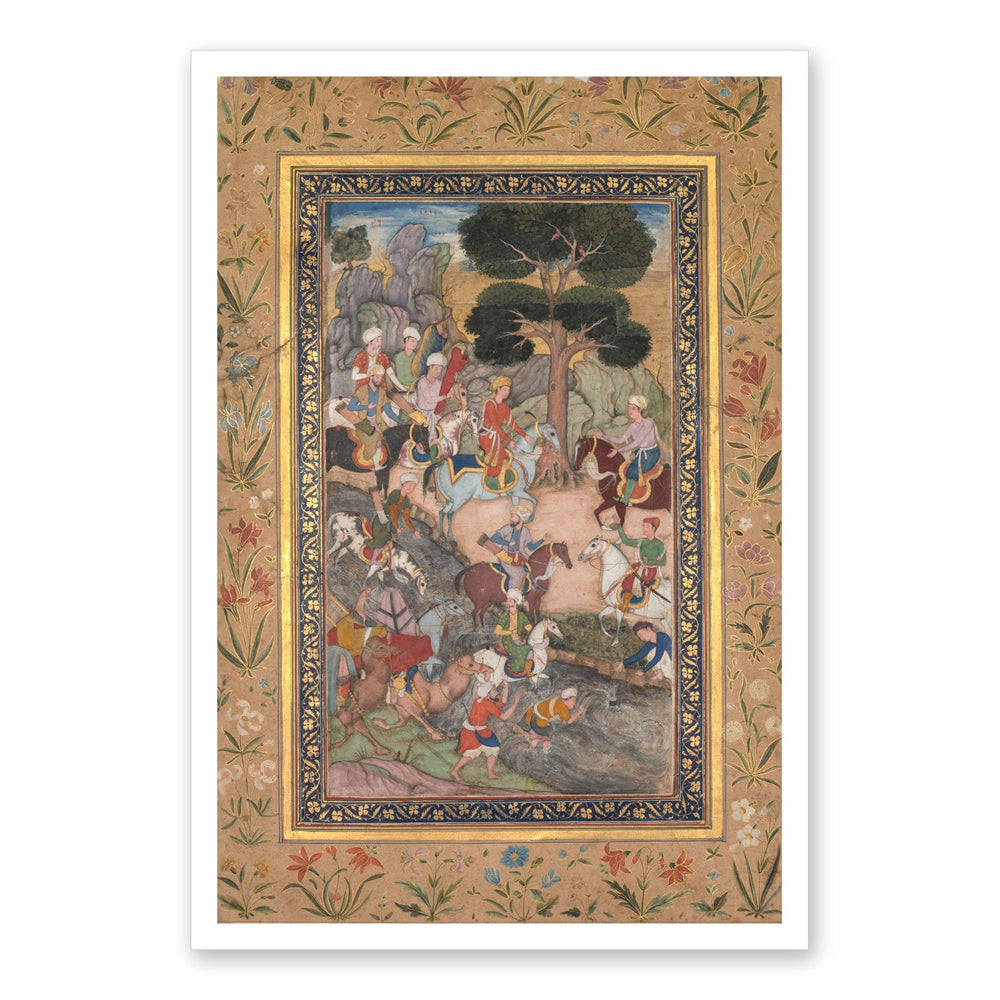 Babur meeting with Sultan Ali Mirza at the Kohik — Restored Mughal Wall Art — view 7