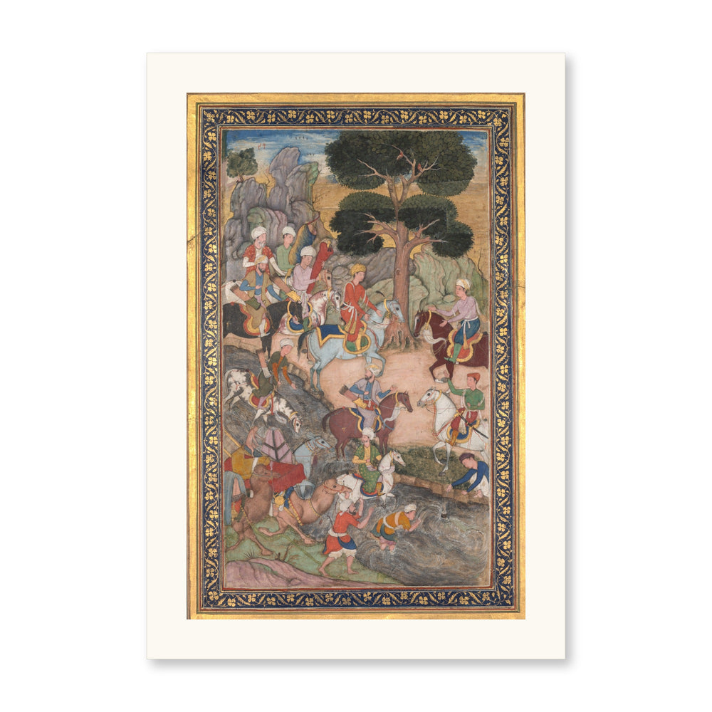 Babur meeting with Sultan Ali Mirza at the Kohik — Restored Mughal Wall Art — view 10