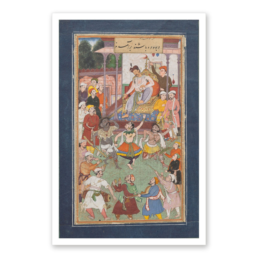 Grotesque Dancers Performing — Restored Mughal Wall Art — view 7
