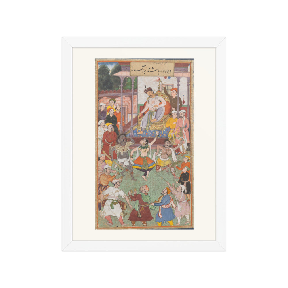 Grotesque Dancers Performing — Restored Mughal Wall Art — view 3