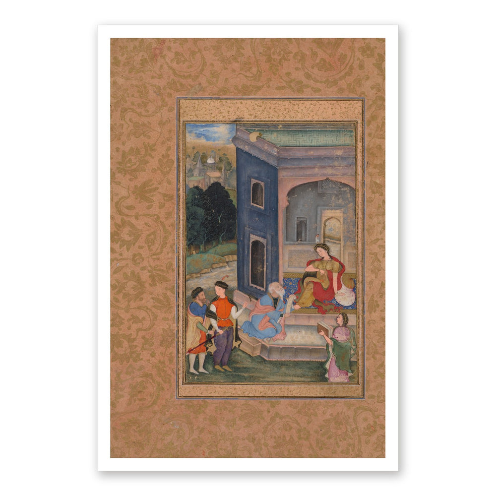 European Costume Scene — Restored Mughal Wall Art — view 7