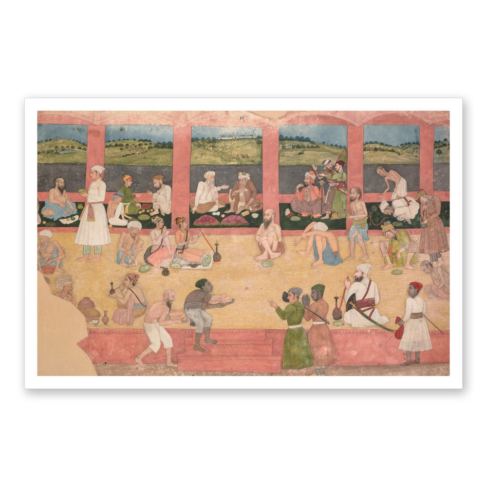 Opium Smokers Served Fruit and Bread — Restored Mughal Wall Art — view 7