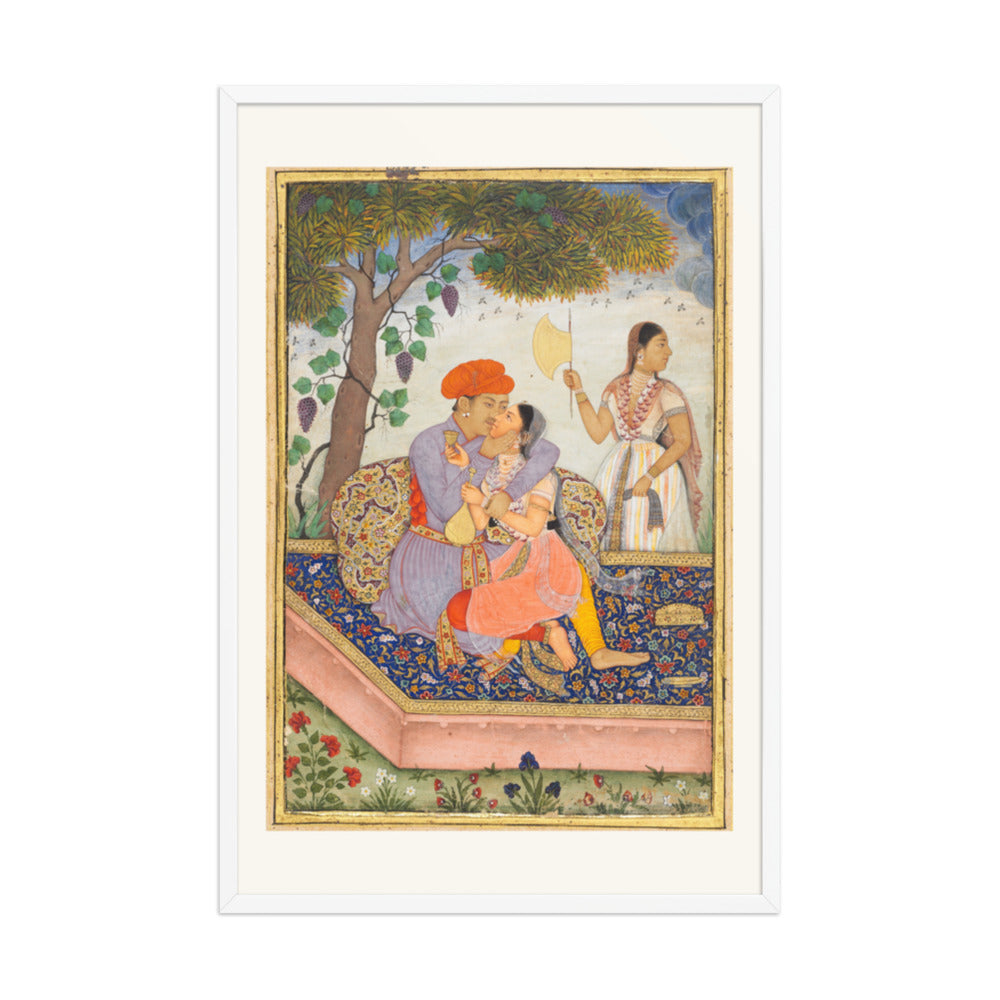 Lovers Embracing — Restored Mughal Wall Art — view 12