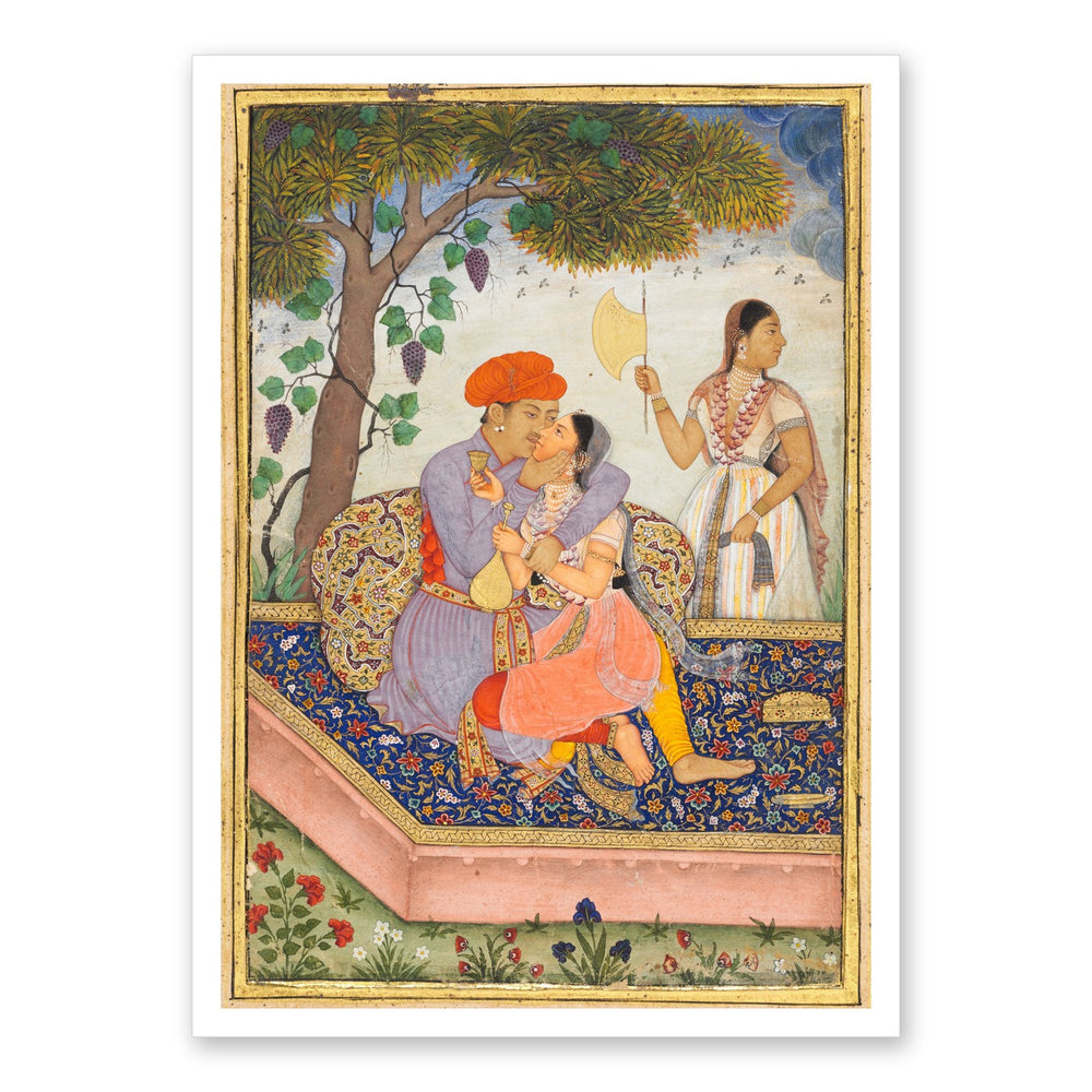 Lovers Embracing — Restored Mughal Wall Art — view 9