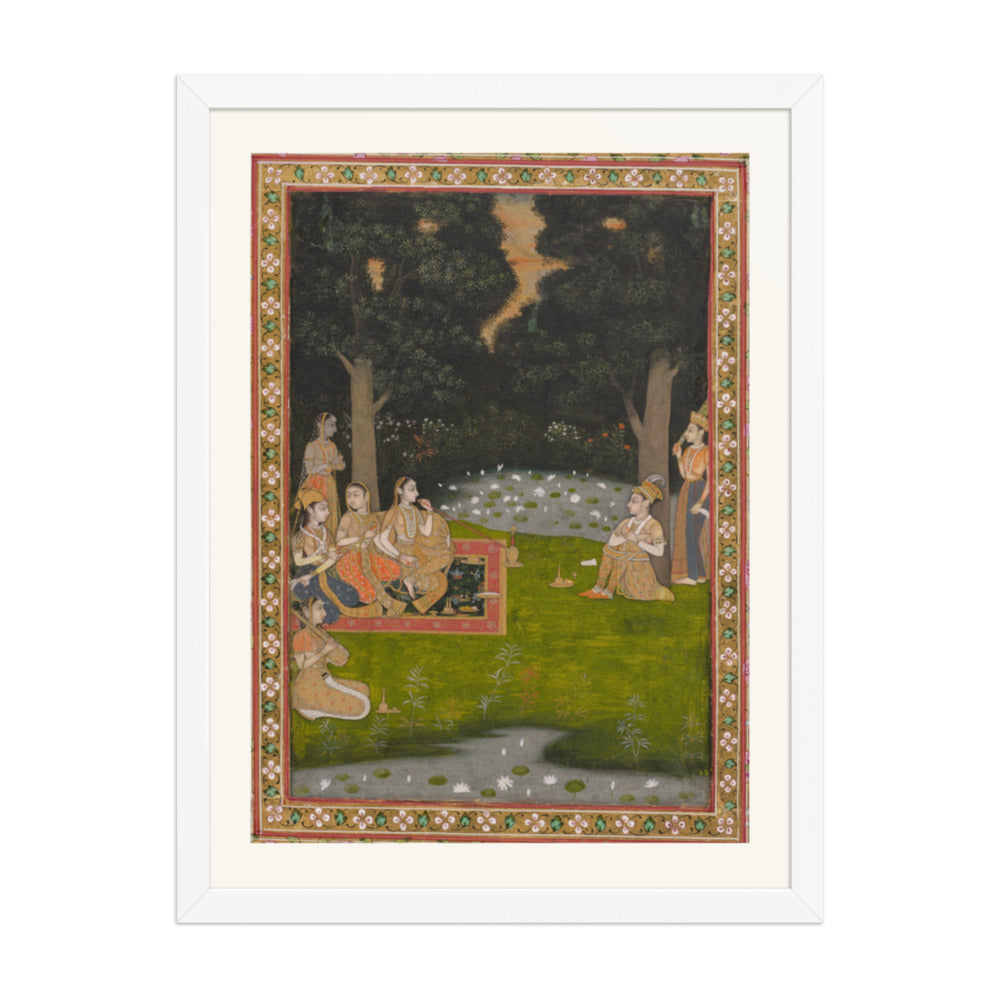Princely ascetic in the forest visited by ladies — Restored Indian Court Wall Art — view 6