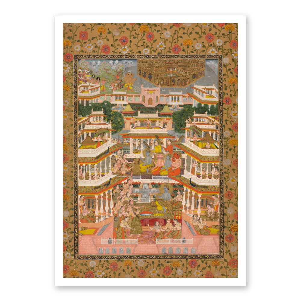 A Tiered Court Scene, by Chitarman II — Restored Mughal Wall Art — view 7