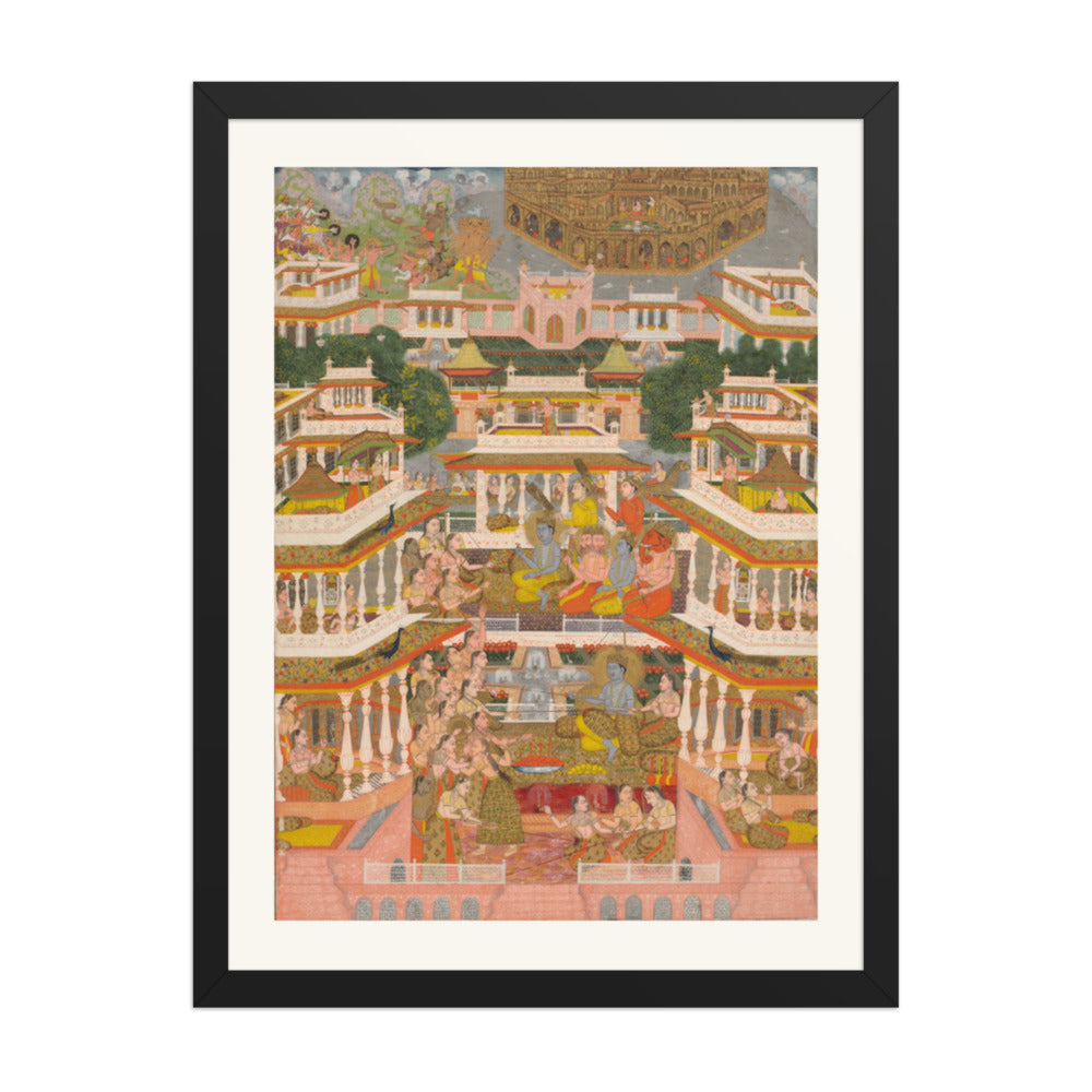 A Tiered Court Scene, by Chitarman II — Restored Mughal Wall Art — view 4