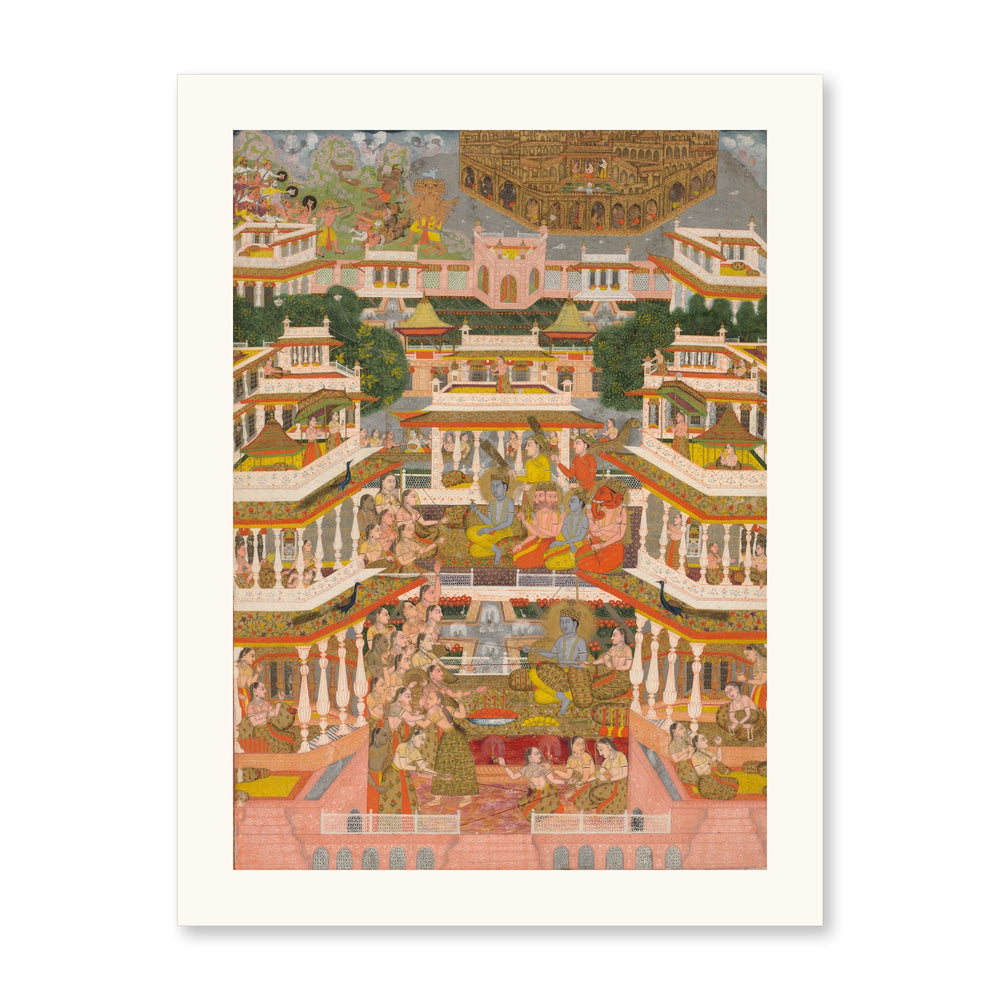 A Tiered Court Scene, by Chitarman II — Restored Mughal Wall Art — view 7
