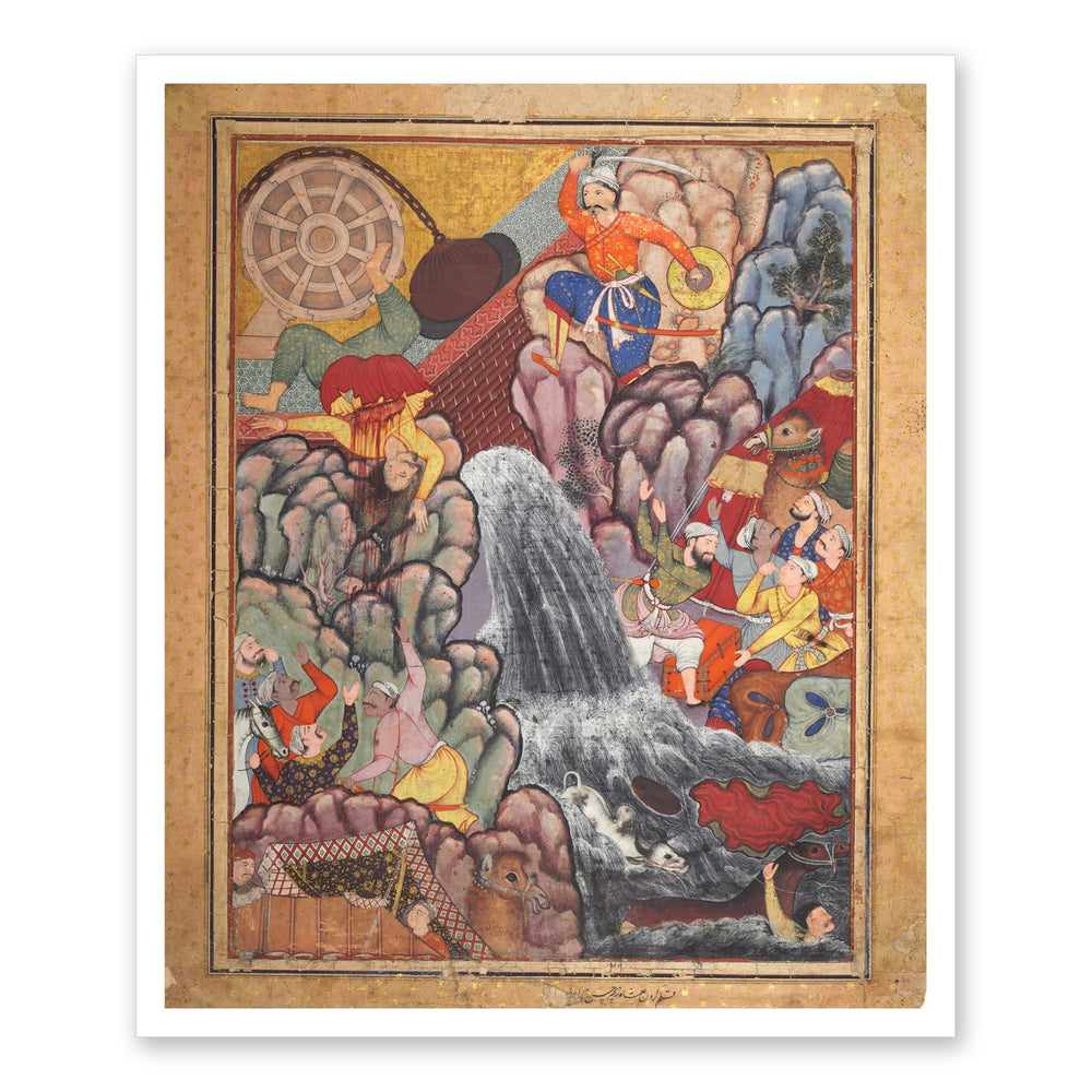 Alamshah cleaving asunder the chain of the — Restored Mughal Wall Art — view 7
