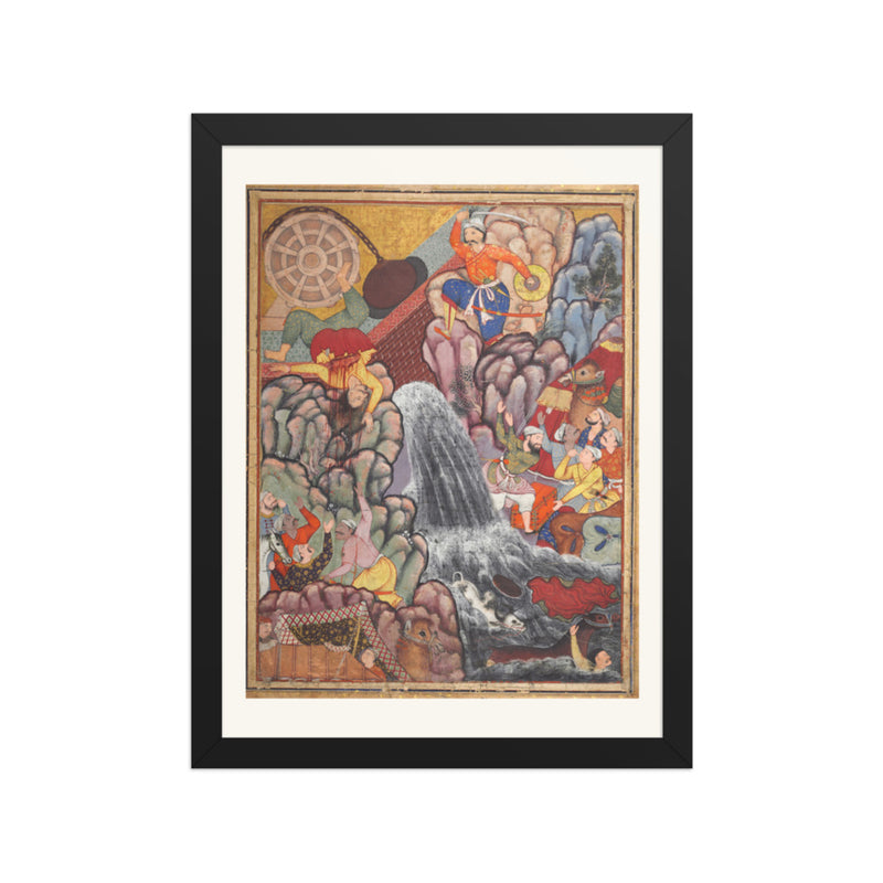 Alamshah cleaving asunder the chain of the — Restored Mughal Wall Art