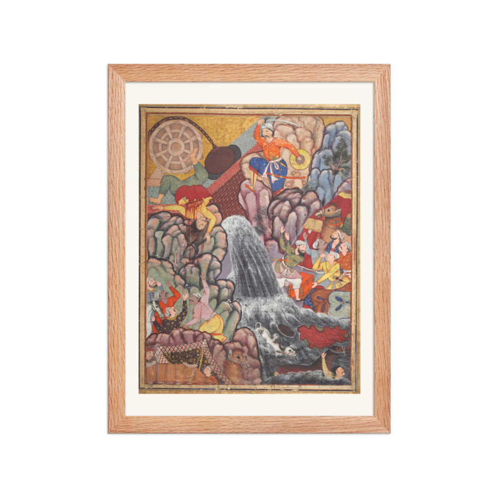 Alamshah cleaving asunder the chain of the — Restored Mughal Wall Art — view 2