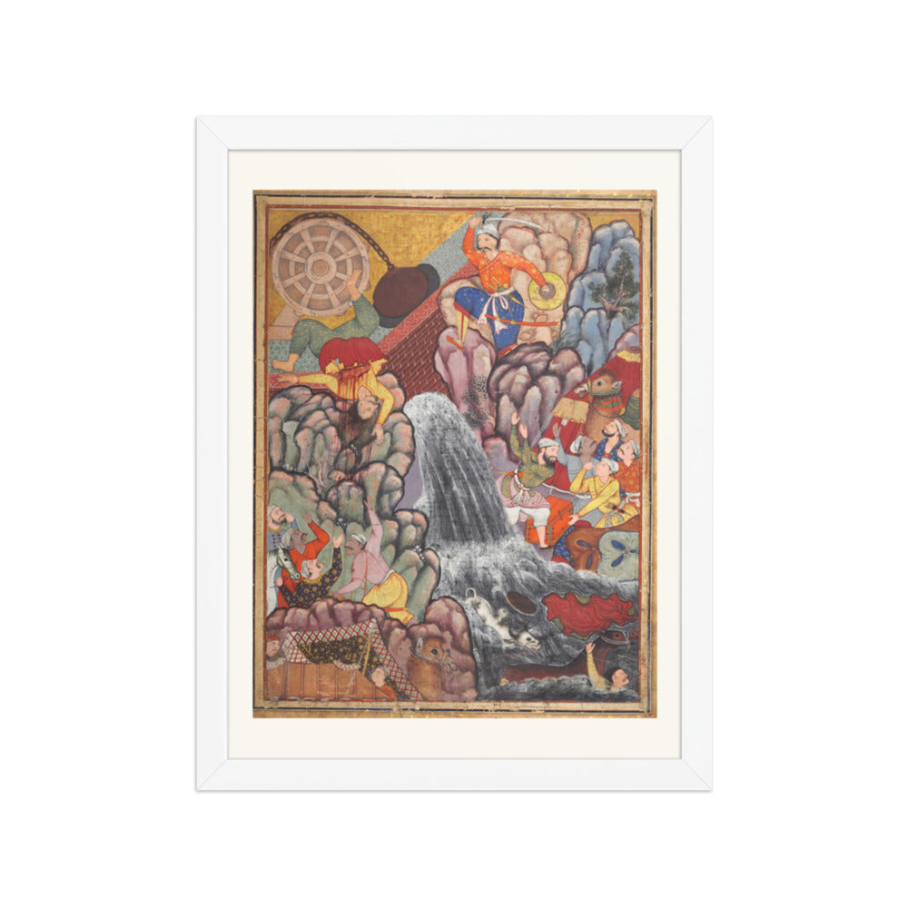Alamshah cleaving asunder the chain of the — Restored Mughal Wall Art — view 3