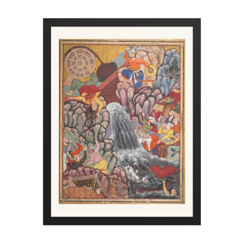 Alamshah cleaving asunder the chain of the — Restored Mughal Wall Art — view 4