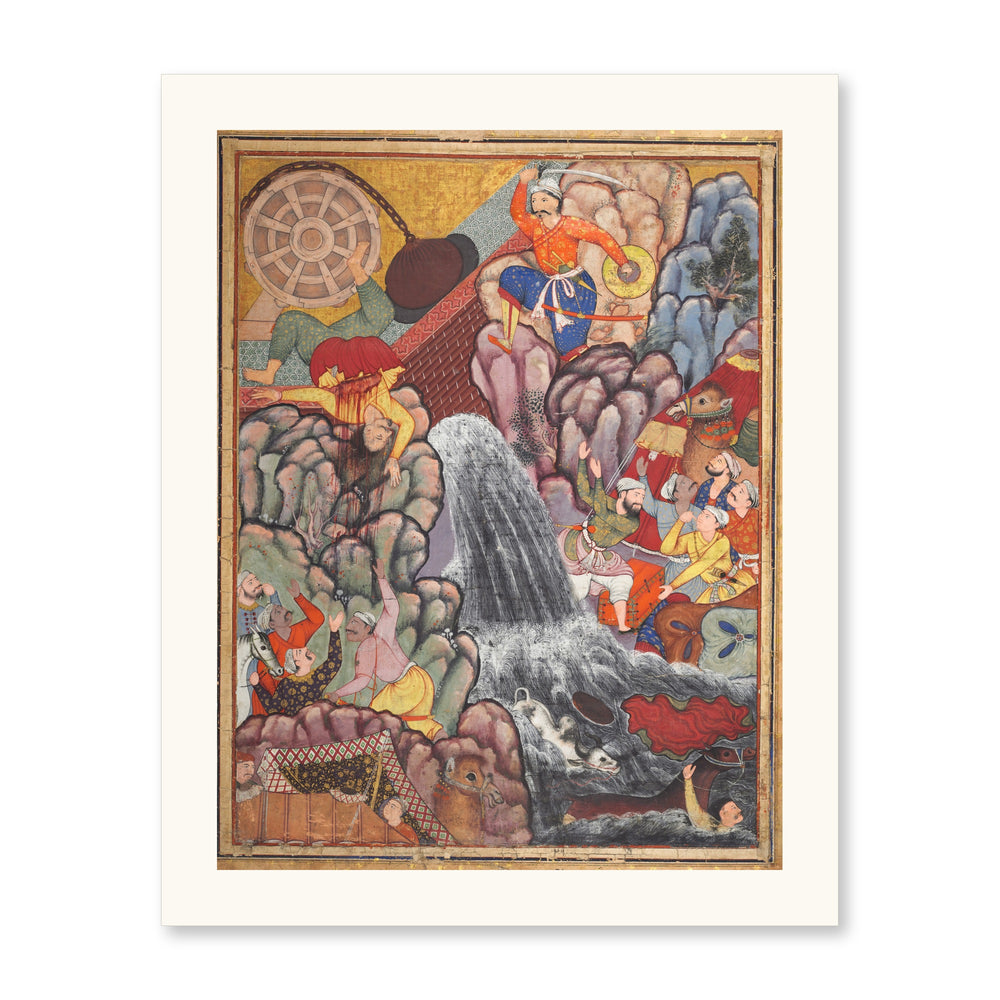 Alamshah cleaving asunder the chain of the — Restored Mughal Wall Art — view 10