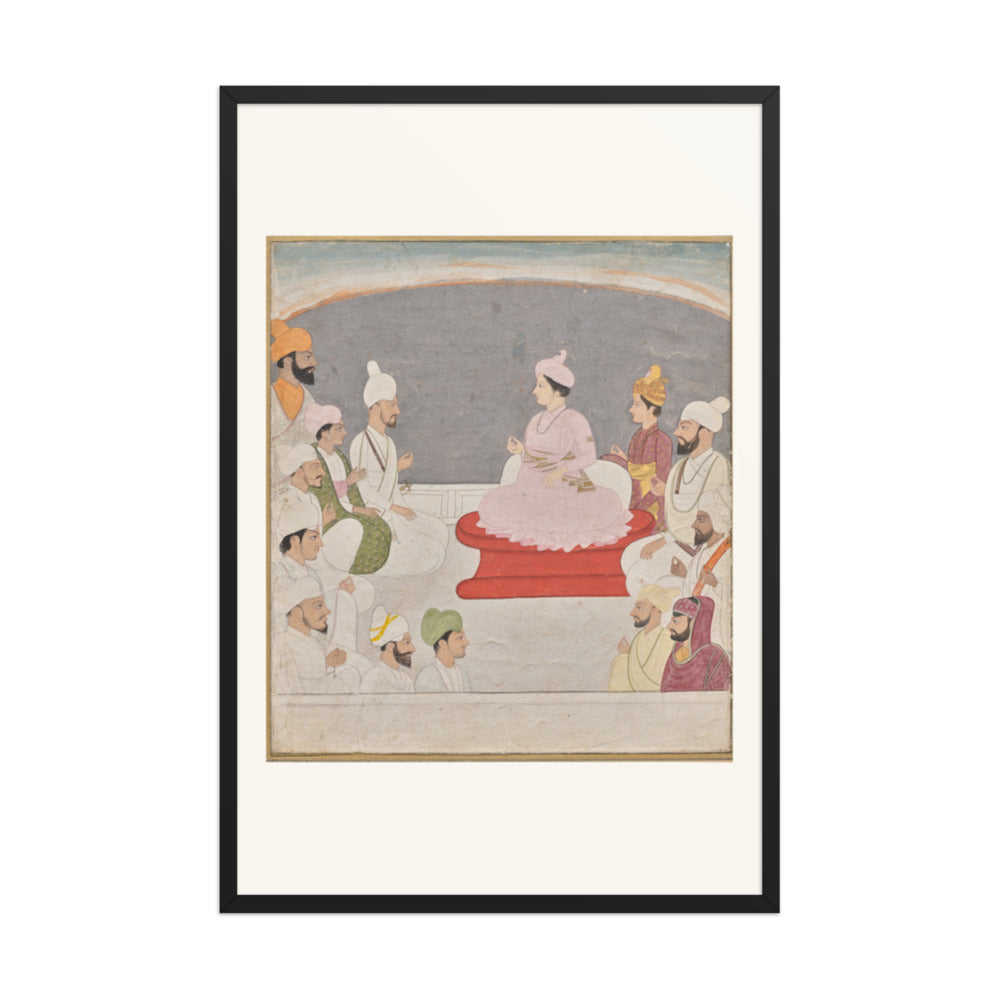 Raja Sansar Chand of Kangra and courtiers — Restored Pahari Wall Art — view 8