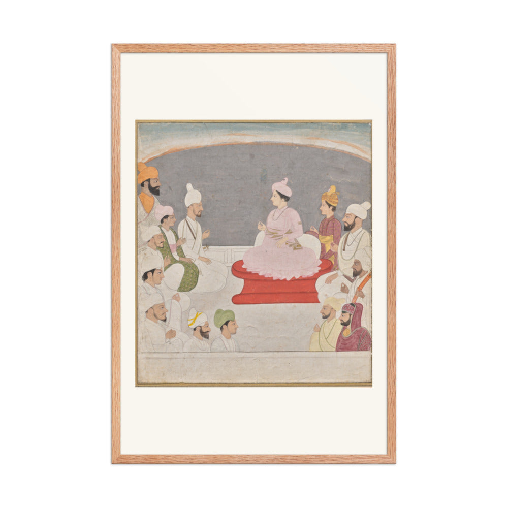 Raja Sansar Chand of Kangra and courtiers — Restored Pahari Wall Art — view 9