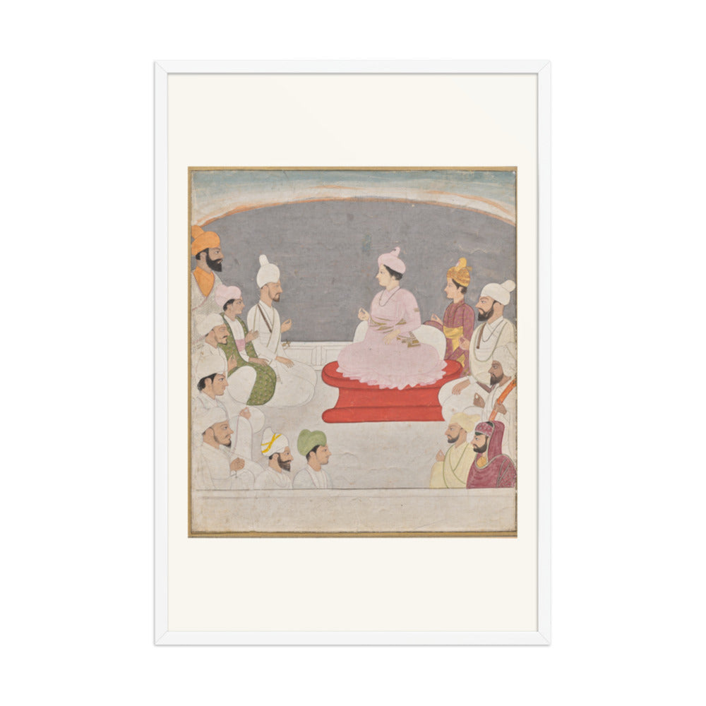 Raja Sansar Chand of Kangra and courtiers — Restored Pahari Wall Art — view 10