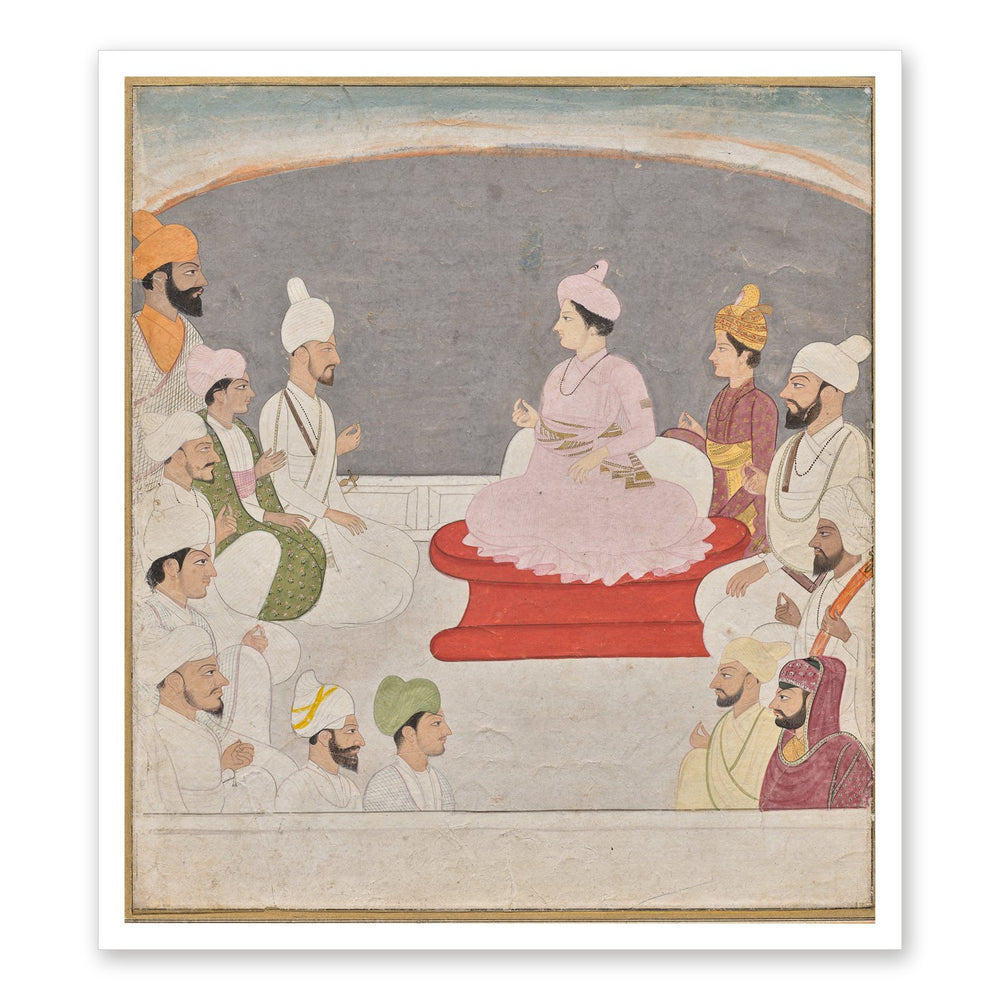 Raja Sansar Chand of Kangra and courtiers — Restored Pahari Wall Art — view 7