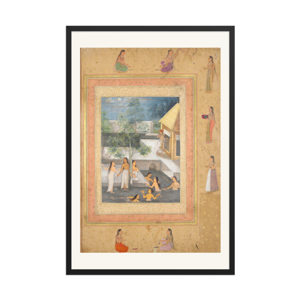 A Night of Bathing in the Harem, from the Late Shah Jahan Album — Restored Mughal Wall Art — view 8